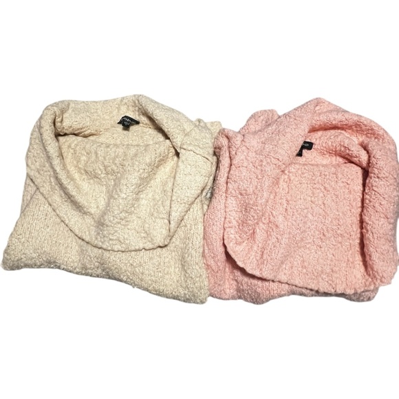 Bebe Sweaters Set off the shoulder or cowl Pink and Cream Size L Party Vintage - Picture 15 of 15